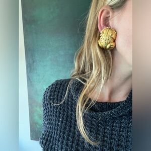 Pre-Columbian clip-on earrings. Unique frogs. Handmade